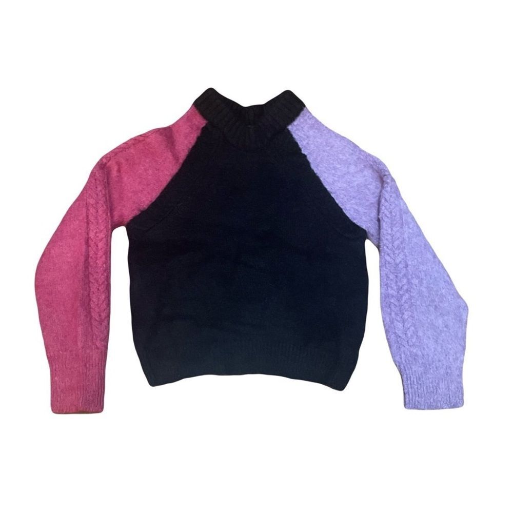VEDA XXS 100% Alpaca Long Sleeve Sweater Black Pink Purple Lavender Warm SHRUNK
